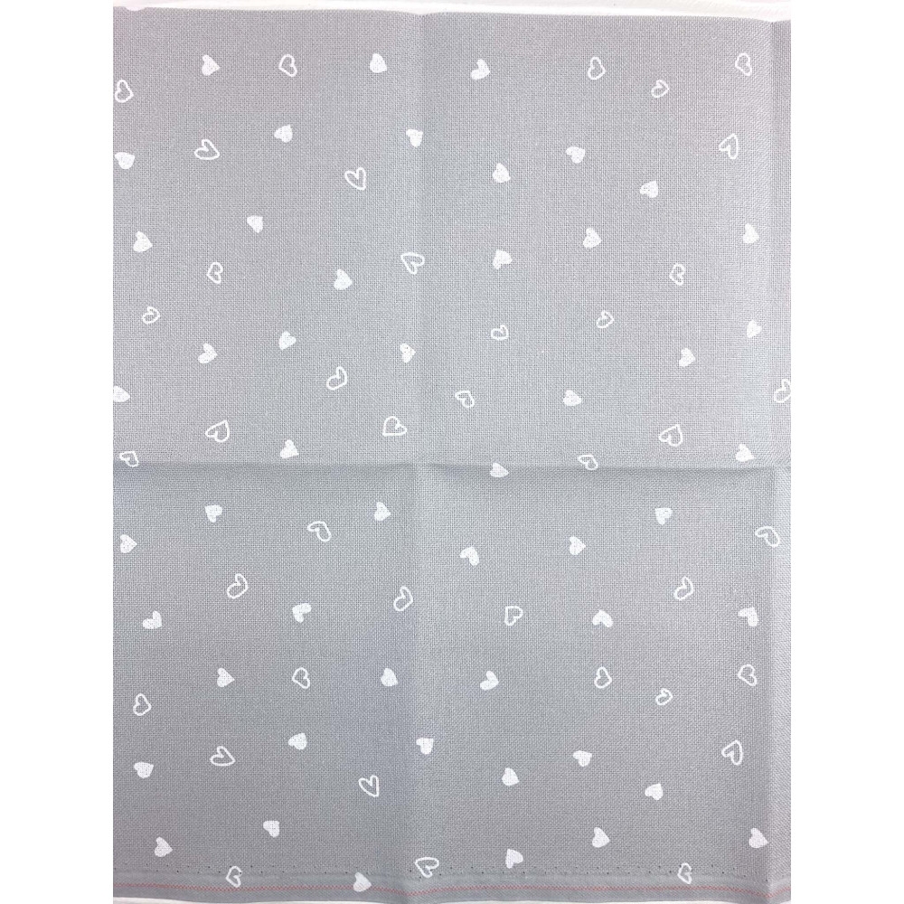 Evenweave Fabric 32ct. Murano Petit Coeur Zweigart 3984/7409, Grey Printed Hearts