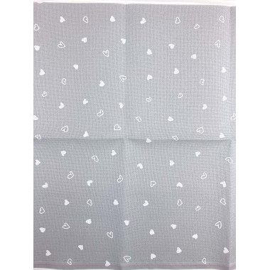 Evenweave Fabric 32ct. Murano Petit Coeur Zweigart 3984/7409, Grey Printed Hearts