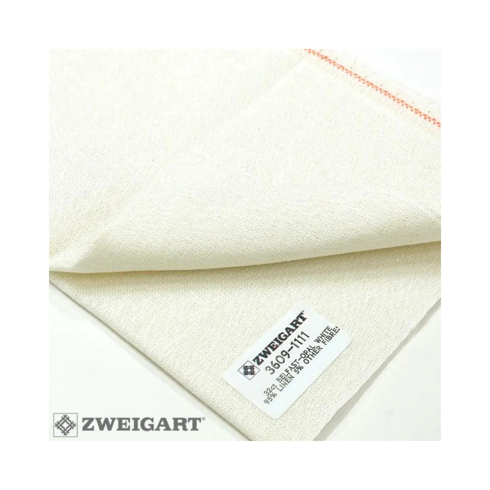 Полотно рівномірне 32 ct Belfast Linen Zweigart 3609/11 льон із зеленим люрексом