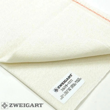 Evenweave Fabric 32ct. Belfast Linen Zweigart 3609/11 linen with green lurex