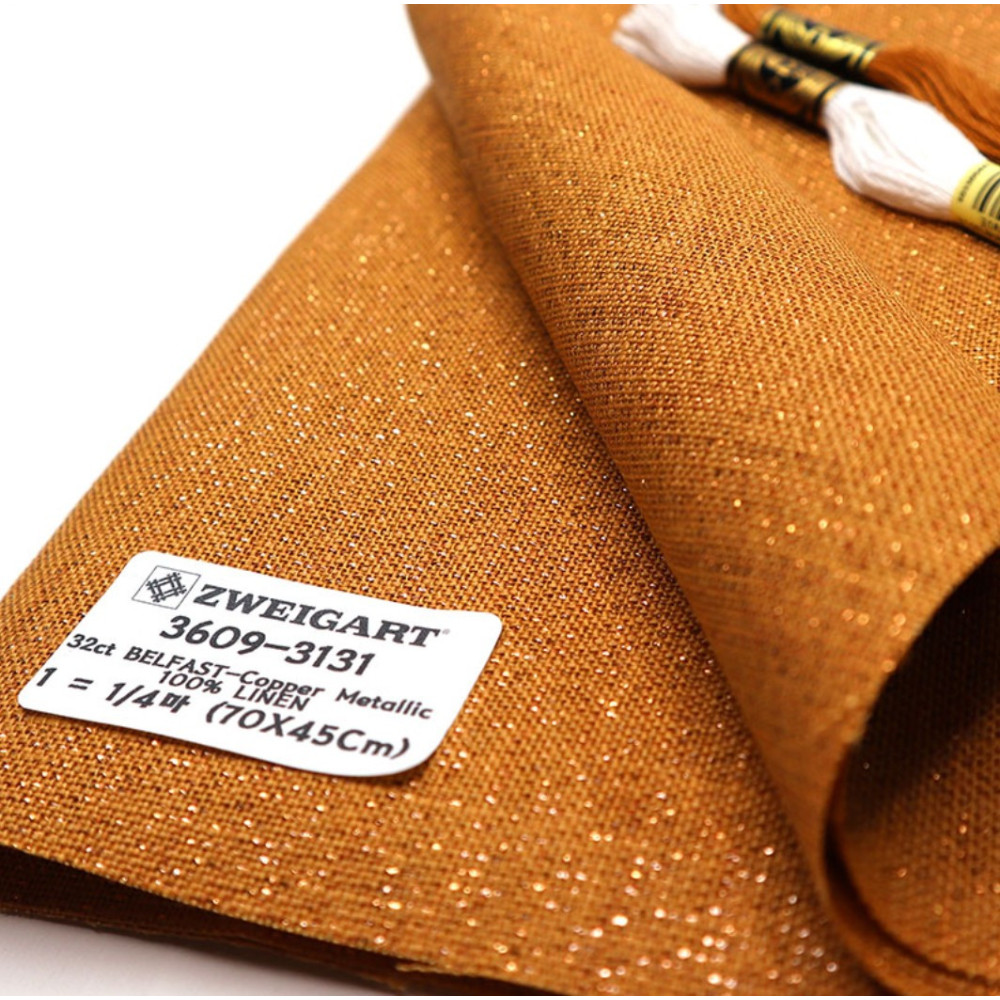 Полотно рівномірне 32 ct Belfast Linen Zweigart 3609/3131 мідний металік