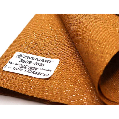 Полотно рівномірне 32 ct Belfast Linen Zweigart 3609/3131 мідний металік