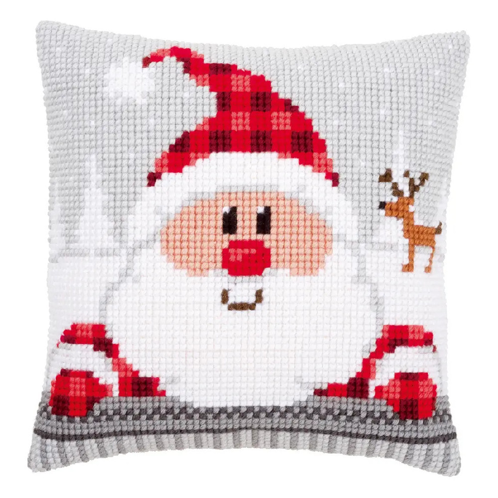 Pillow Embroidery Kit, Vervaсo PN-0148061 Santa in a plaid hat Pillow Embroidery Kit, Vervaсo PN-0148061 Santa in a plaid hat