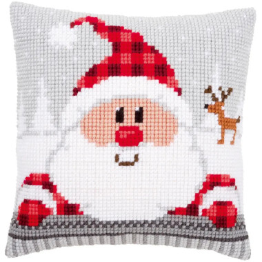 Pillow Embroidery Kit, Vervaсo PN-0148061 Santa in a plaid hat