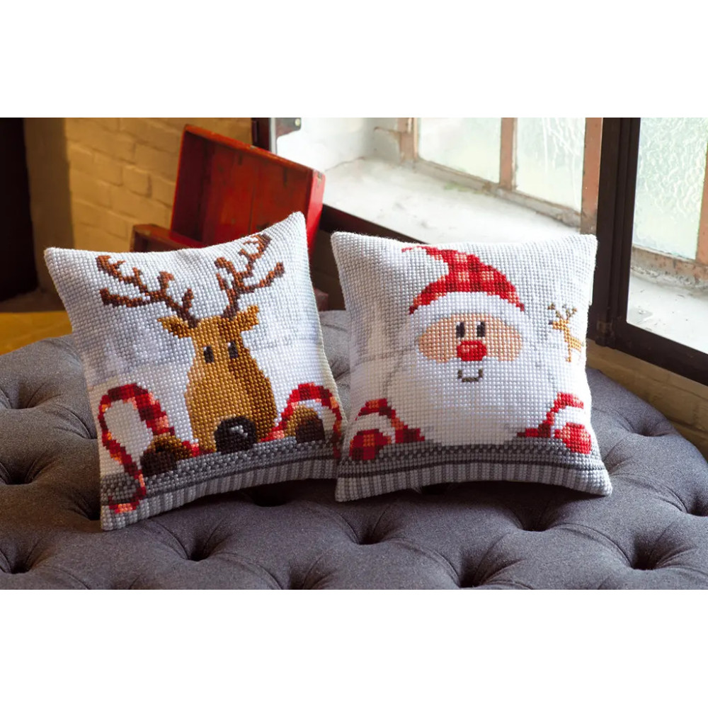 Pillow Embroidery Kit, Vervaсo PN-0148061 Santa in a plaid hat