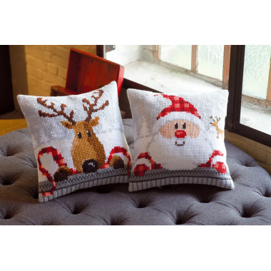 Pillow Embroidery Kit, Vervaсo PN-0148061 Santa in a plaid hat