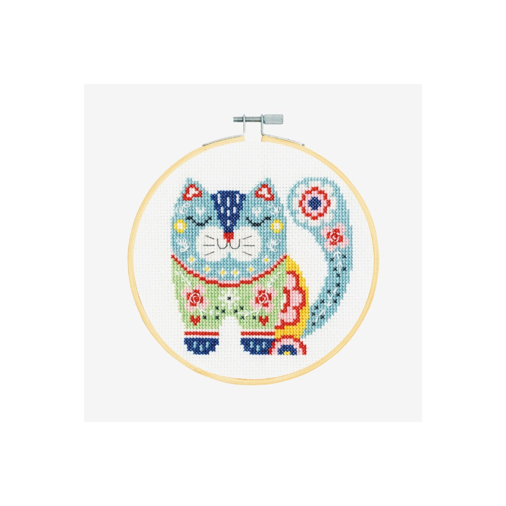 Counted Cross Stitch kit with hoop Cat  DMC BK1914