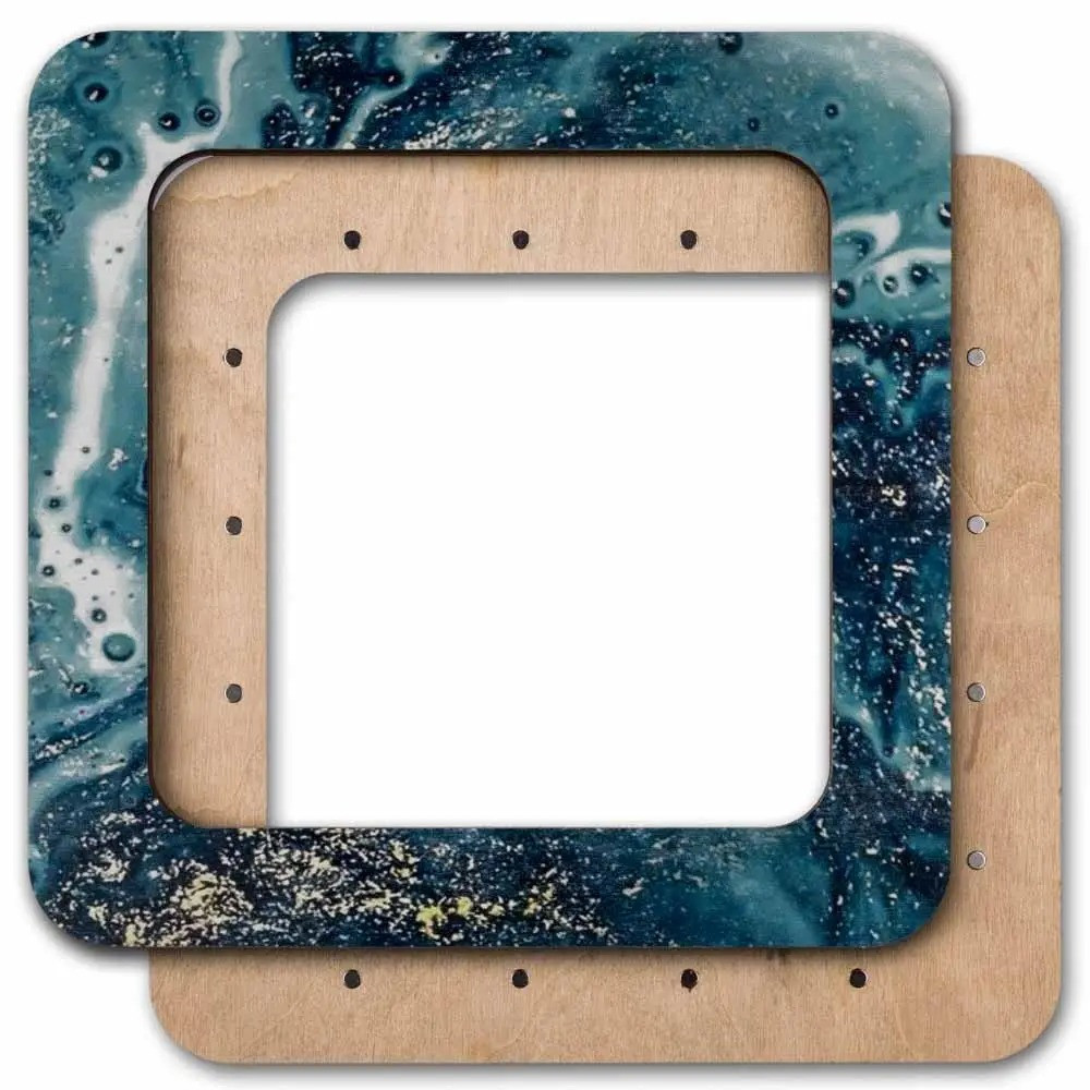 Big Hoop with magnetic holders from plywood for Embroidery and Cross stitching, celadon color, 5.5x5.5 IN (14x14 cm)