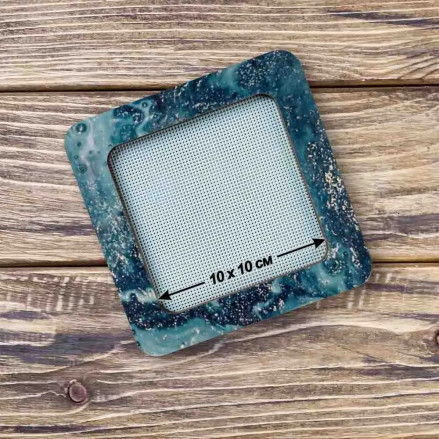Hoop with magnetic holders from plywood for Embroidery and Cross stitching, celadon color, 4x4 IN (10x10 cm) MP-011