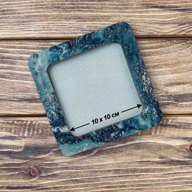 Фанерные пяльцы магнитные для вышивки 10x10см, аквамарин, FLMP-011