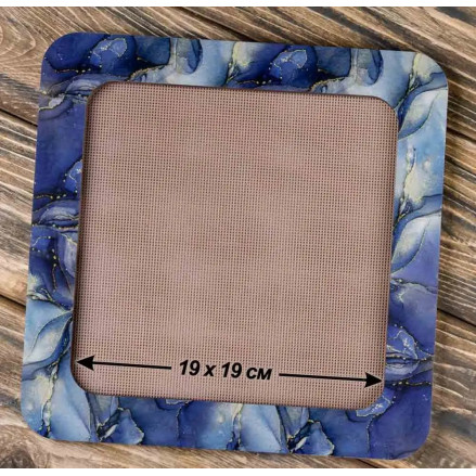 Extra Big Hoop with magnetic holders from plywood for Embroidery and Cross stitching,  Marbled Dark Blue, 7.5x7.5 IN FLMP-013