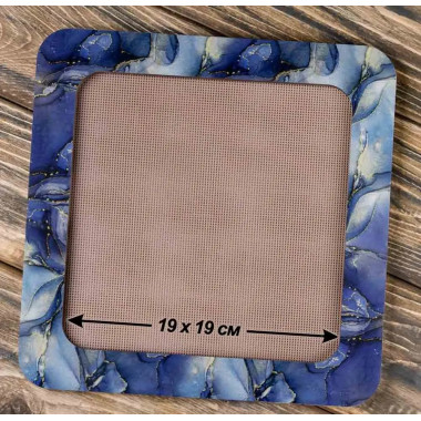 Extra Big Hoop with magnetic holders from plywood for Embroidery and Cross stitching,  Marbled Dark Blue, 7.5x7.5 IN FLMP-013