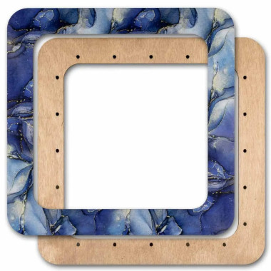 Extra Big Hoop with magnetic holders from plywood for Embroidery and Cross stitching,  Marbled Dark Blue, 7.5x7.5 IN FLMP-013