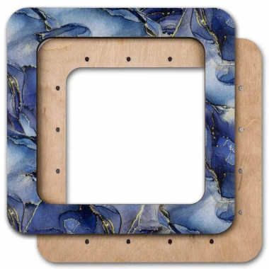 Big Hoop with magnetic holders from plywood for Embroidery and Cross stitching, marble blue, 5.5x5.5 IN FLMP-014