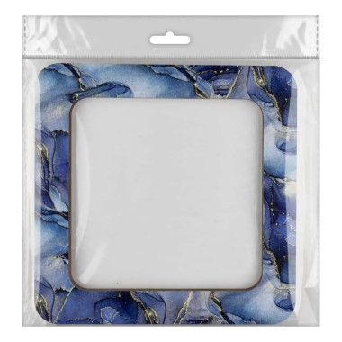 Big Hoop with magnetic holders from plywood for Embroidery and Cross stitching, marble blue, 5.5x5.5 IN FLMP-014