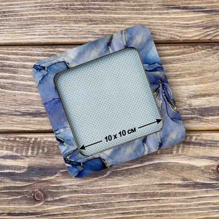Фанерные пяльцы магнитные для вышивки 10x10см, мраморно синий, FLMP-015