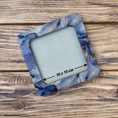 Фанерные пяльцы магнитные для вышивки 10x10см, мраморно синий, FLMP-015