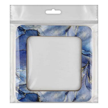 Hoop with magnetic holders from plywood for Embroidery and Cross stitching, marble blue, 4x4 IN (10x10 cm) MP-015