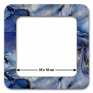 Hoop with magnetic holders from plywood for Embroidery and Cross stitching, marble blue, 4x4 IN (10x10 cm) MP-015