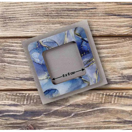 П'яльця магнітні фанерні для вишивання , 6x6 cm, мармурово синій, FLMP-016
