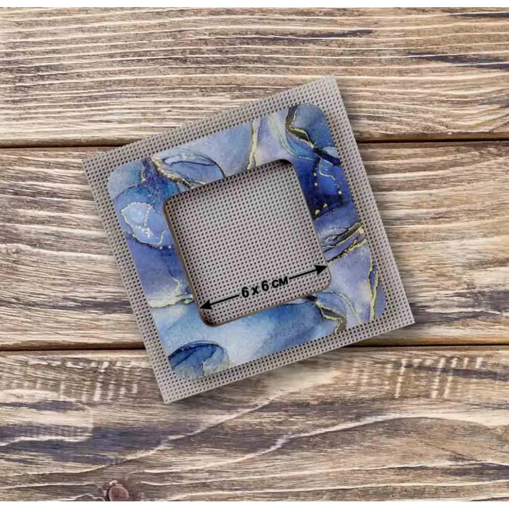 П'яльця магнітні фанерні для вишивання , 6x6 cm, мармурово синій, FLMP-016 П'яльця магнітні фанерні для вишивання , 6x6 cm, мармурово синій, FLMP-016
