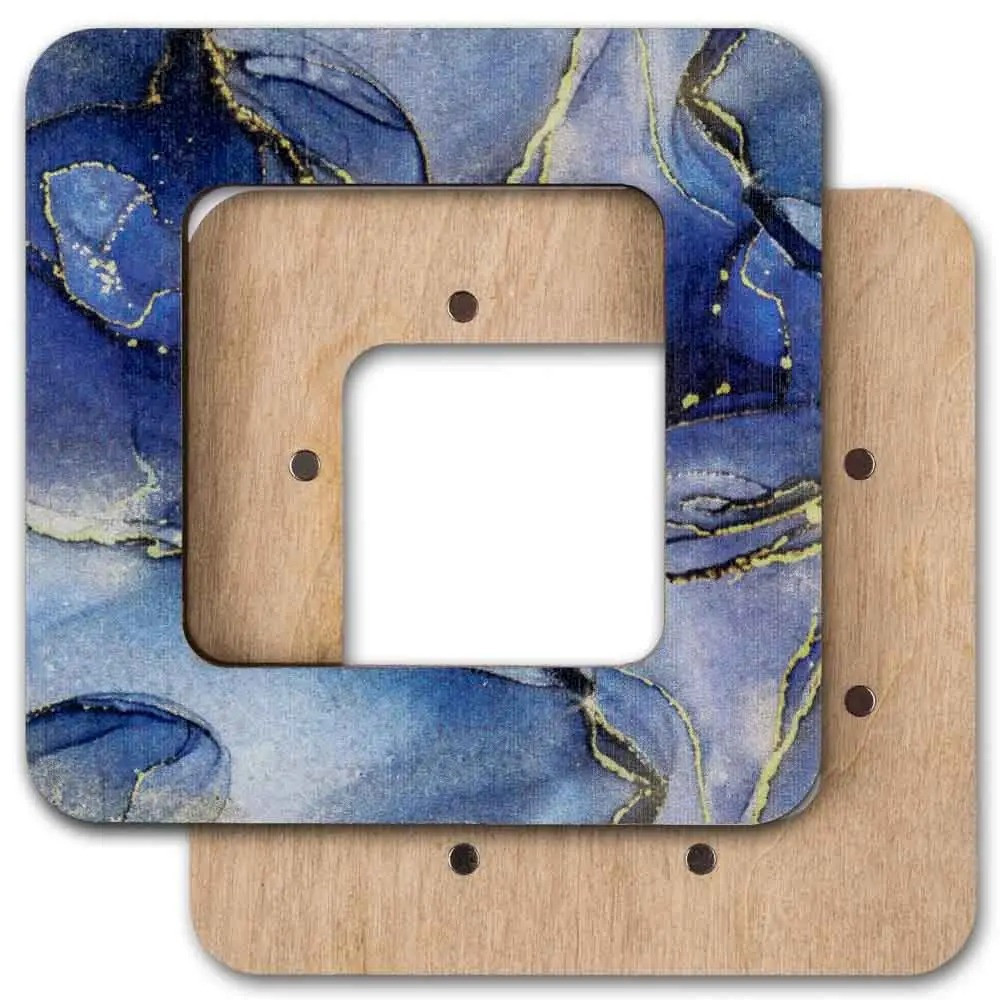 Hoop with magnetic holders from plywood for Embroidery and Cross stitching, marble-blue, 2.3x2.3 IN (6x6 cm) MP-016