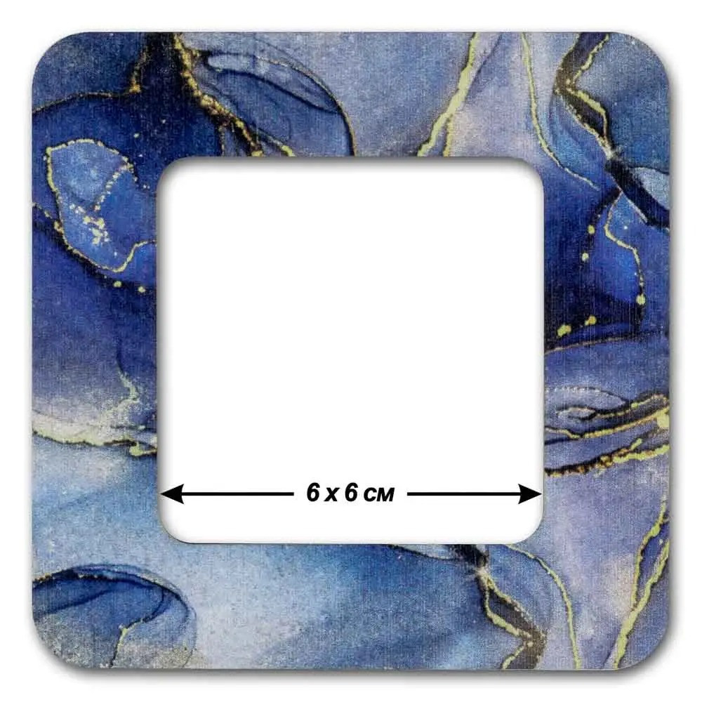 Hoop with magnetic holders from plywood for Embroidery and Cross stitching, marble-blue, 2.3x2.3 IN (6x6 cm) MP-016