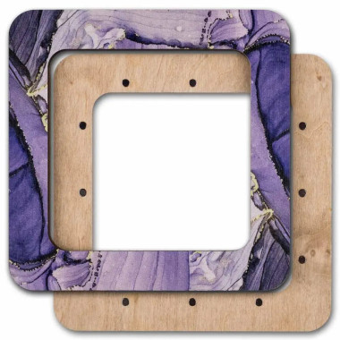 Hoop with magnetic holders from plywood for Embroidery and Cross stitching, purple, 4x4 IN (10x10 cm) MP-019