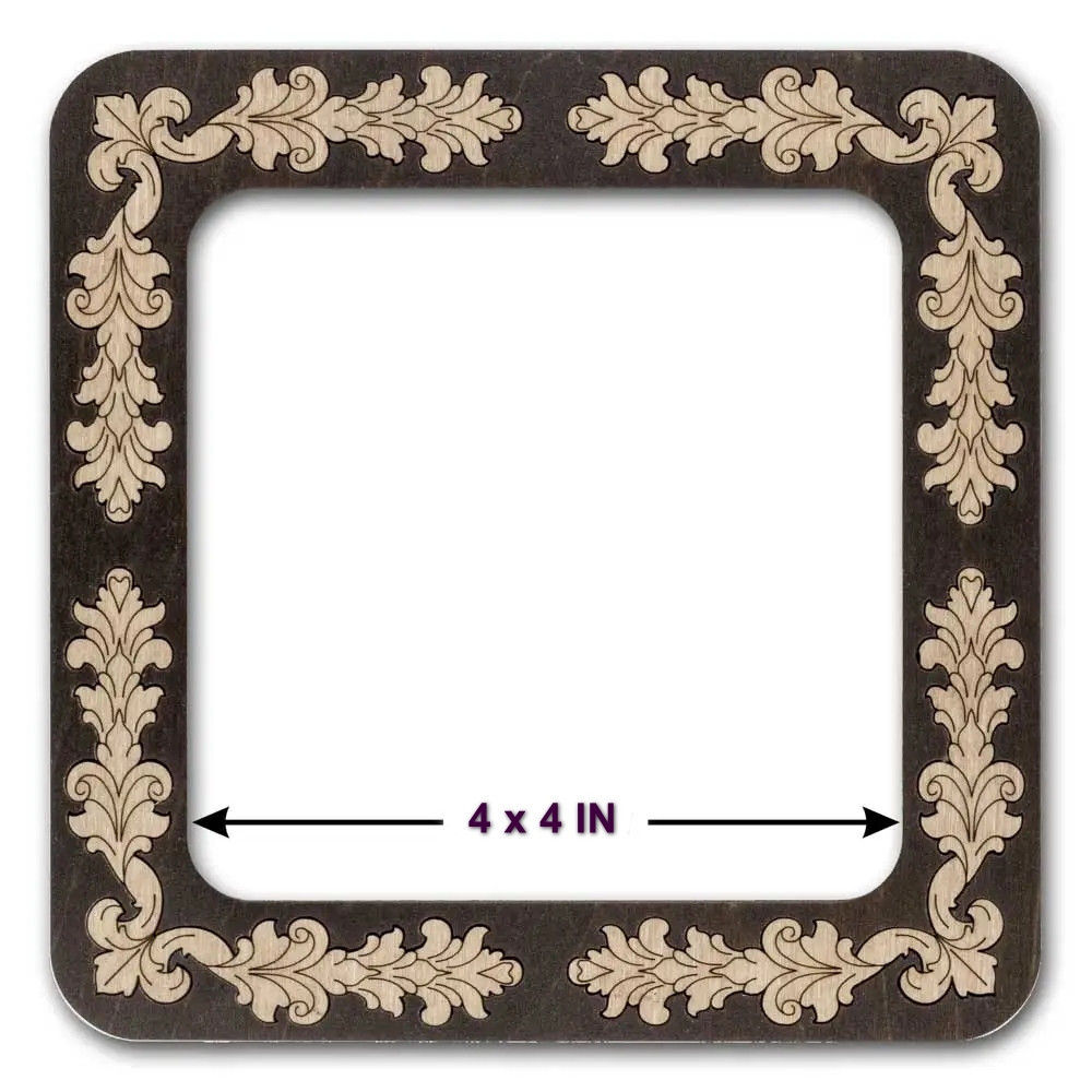 Hoop with magnetic holders from plywood for Embroidery and Cross stitching, ornament, 4x4 IN (10x10 cm) MP-025