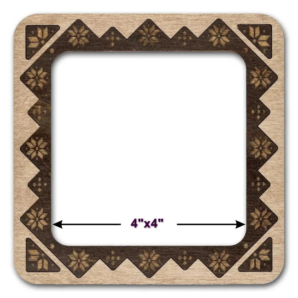 Hoop with magnetic holders from plywood for Embroidery and Cross stitching, pattern, 4x4 IN (10x10 cm) MP-029
