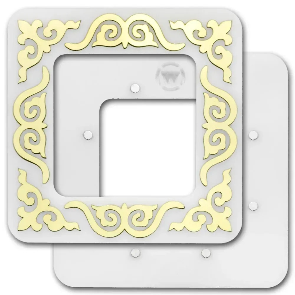Маленькі п'яльця магнітні пластикові для вишивання , 6x6 cm, золотий орнамент FLMP-036