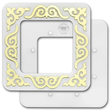 Маленькі п'яльця магнітні пластикові для вишивання , 6x6 cm, золотий орнамент FLMP-036