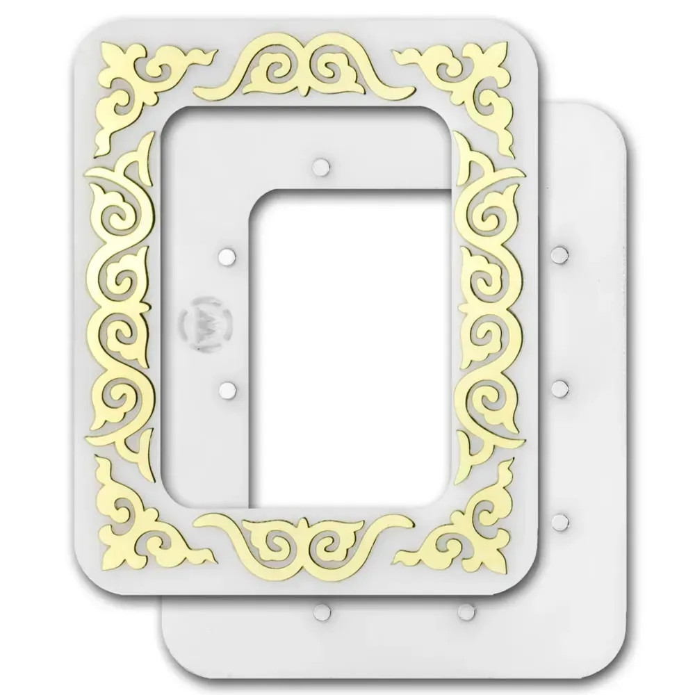 Hoop with magnetic holders from plastic for Embroidery and Cross stitching, gold ornament, FLMP-037