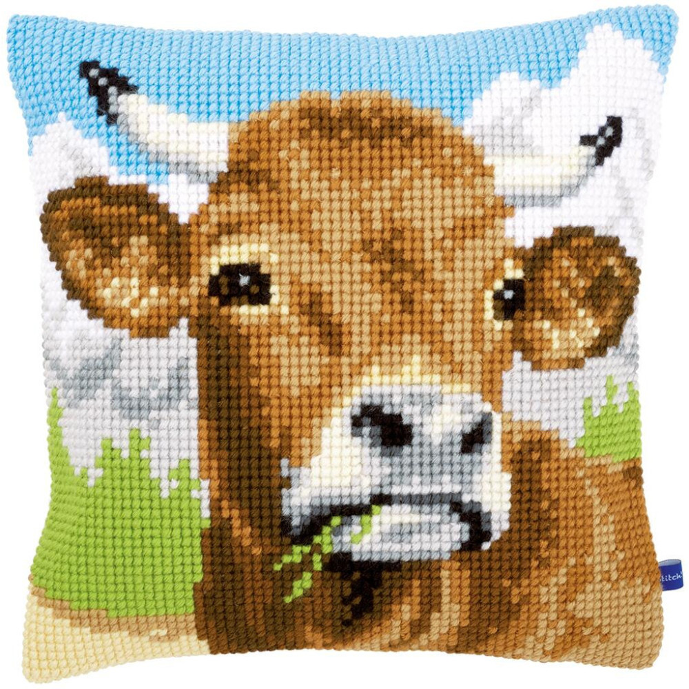 Pillow Embroidery Kit Cow, Vervaco PN-0148000 Pillow Embroidery Kit Cow, Vervaco PN-0148000