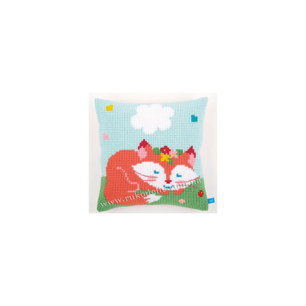 Pillow Embroidery Kit, Vervaсo PN-0155352 Sleeping Fox Pillow Embroidery Kit, Vervaсo PN-0155352 Sleeping Fox
