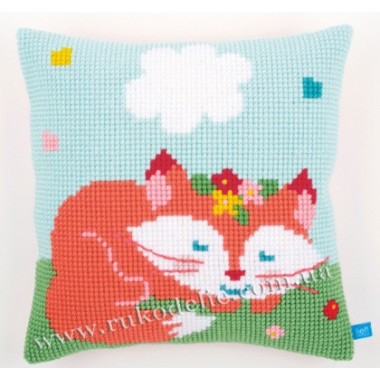 Pillow Embroidery Kit, Vervaсo PN-0155352 Sleeping Fox