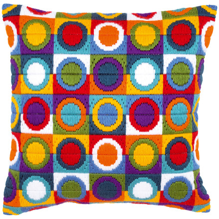 Pillow Embroidery Kit, Vervaсo PN-0021380 Long Stitch Multicolored Circles