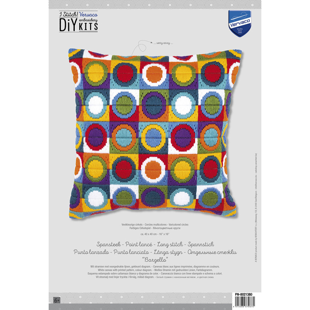 Набор для вышивки подушки Vervaсo PN-0021380 Long Stitch Разноцветные круги