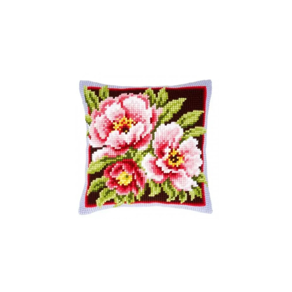 Набір для вишивки подушки Vervaсo PN-0144348 Рожеві квіти / Pink Flowers Набір для вишивки подушки Vervaсo PN-0144348 Рожеві квіти / Pink Flowers