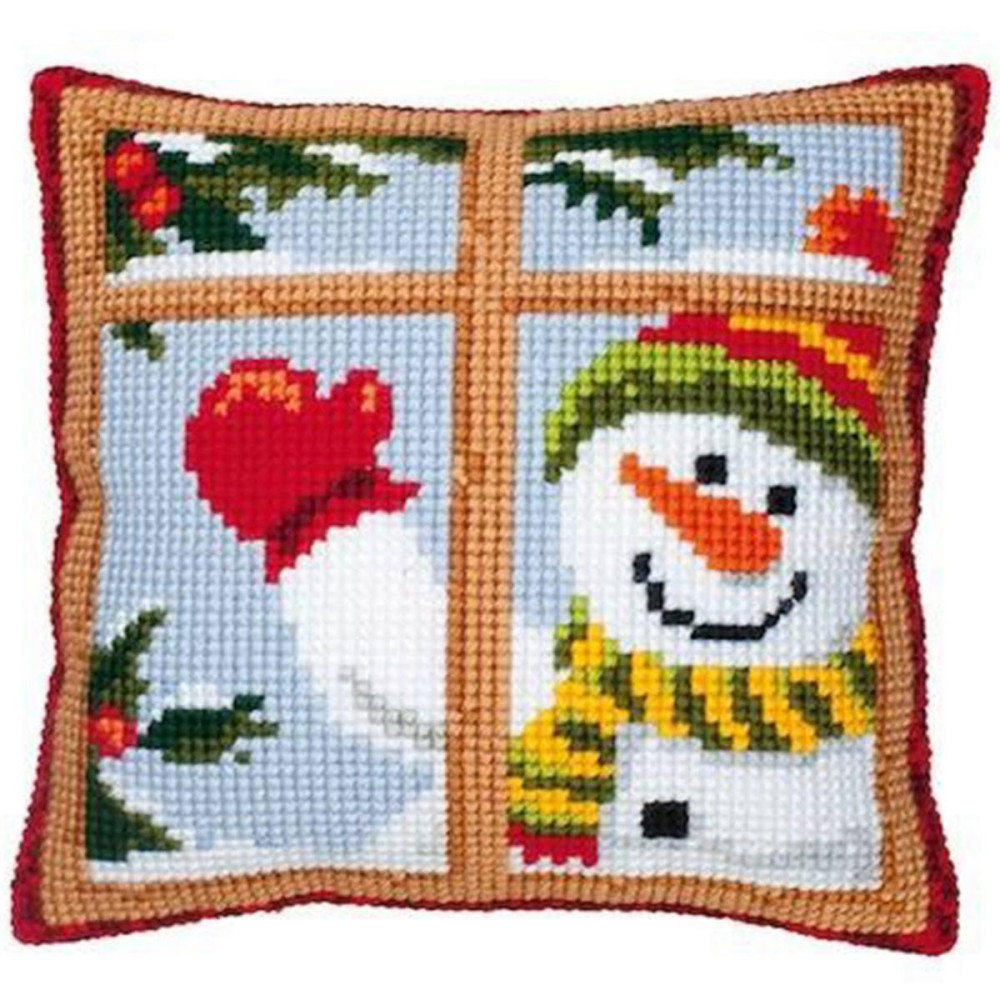 Pillow Embroidery Kit, Vervaсo PN-0008519 Happy Snowman Pillow Embroidery Kit, Vervaсo PN-0008519 Happy Snowman