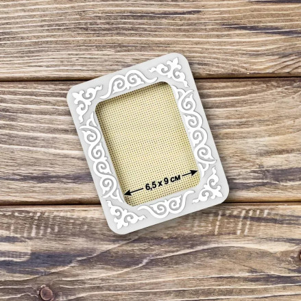 Маленькі п'яльця магнітні пластикові для вишивання , 6.5x9 cm, срібний орнамент FLMP-041