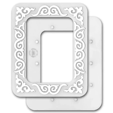 Маленькі п'яльця магнітні пластикові для вишивання , 6.5x9 cm, срібний орнамент FLMP-041