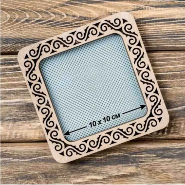 Hoop plywood magnetic for embroidery 10x10cm, ornament, Wonderland Crafts WLMP-002