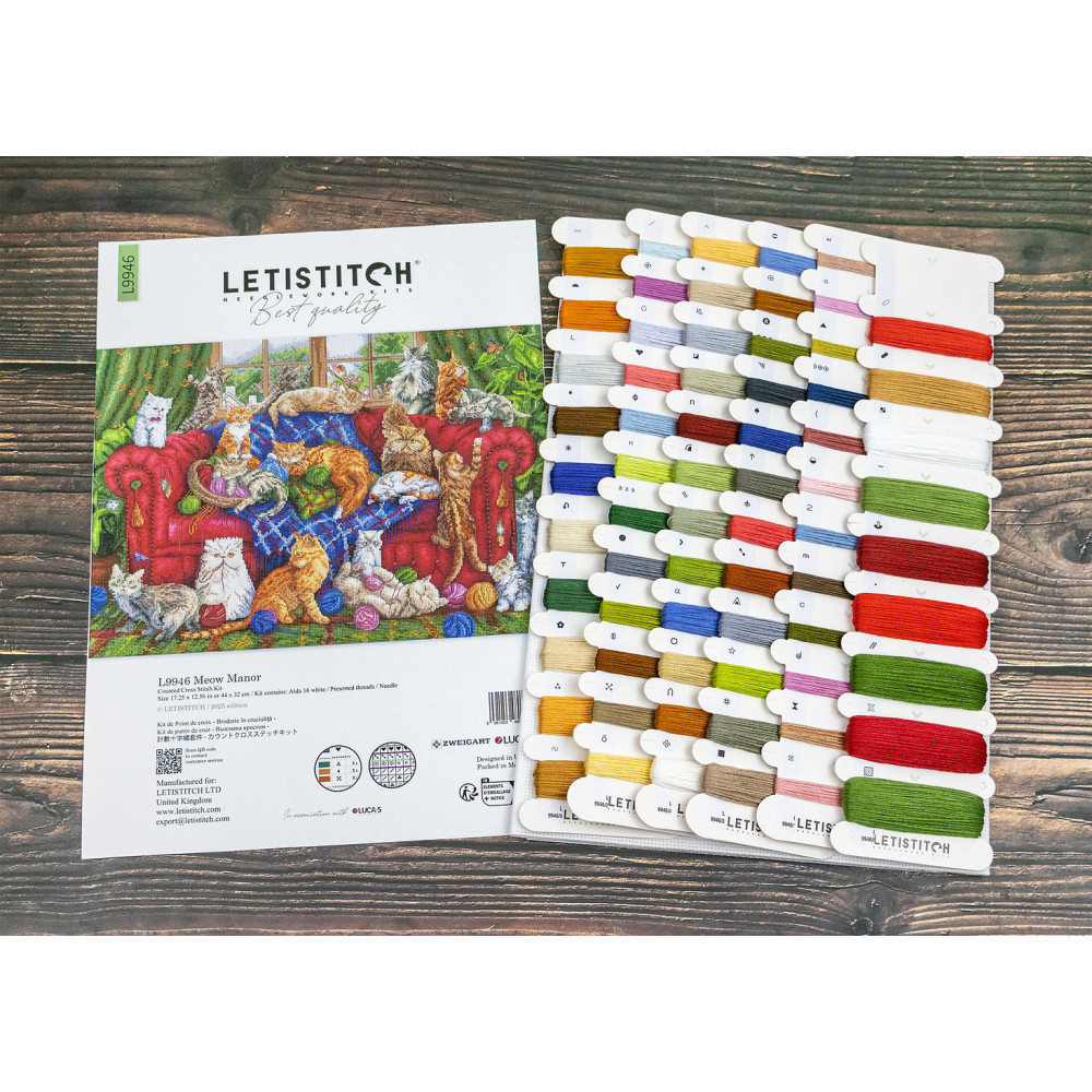 Набір для вишивки хрестиком LETISTITCH L9946 Садиба Мяу, Meow Manor