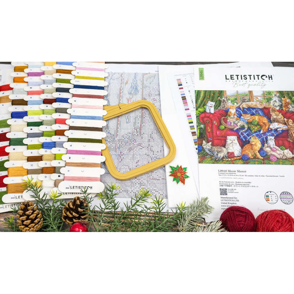 Набір для вишивки хрестиком LETISTITCH L9946 Садиба Мяу, Meow Manor