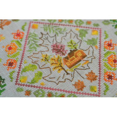 Counted Cross Stitch Autumn Symphony sampler Tela-Artis X-020, Evenweave Fabric, hand-dyed DMC