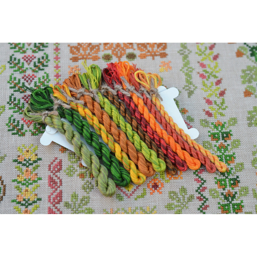 Counted Cross Stitch Autumn Symphony sampler Tela-Artis X-020, Evenweave Fabric, hand-dyed DMC