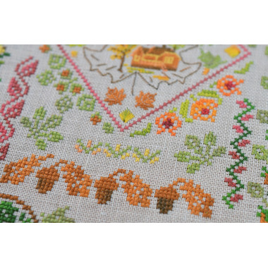 Counted Cross Stitch Autumn Symphony sampler Tela-Artis X-020, Evenweave Fabric, hand-dyed DMC