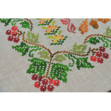 Counted Cross Stitch Autumn Symphony sampler Tela-Artis X-020, Evenweave Fabric, hand-dyed DMC