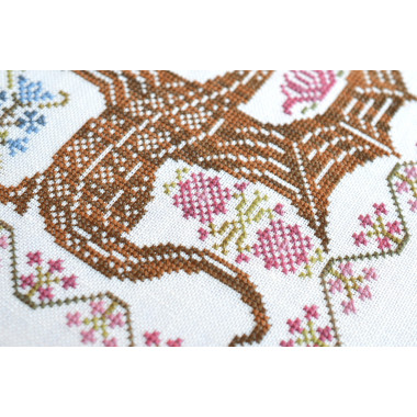 Counted Cross Stitch Ukrainian dragon sampler Tela-Artis X-021, Evenweave Fabric, hand-dyed DMC